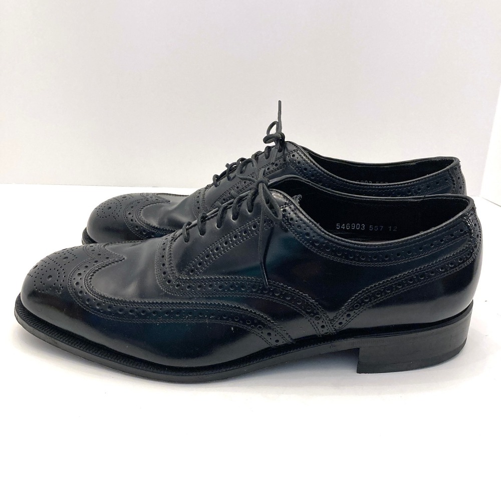 Florsheim Lexington Black Leather Wingtips 17066-01 Mens 11.5 D Oxfords Lace Up - Picture 4 of 8